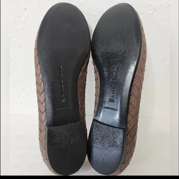 Bottega Veneta Intrecciato Leather Ballet Flats Brown IT 39.5 - Picture 5 of 8